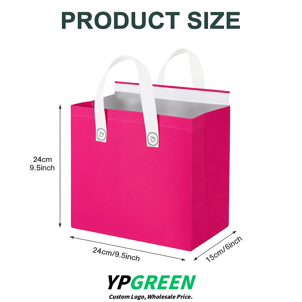 Rose Pink 4-Cup insulated take away bags wholesale 9.5 x 9.5 x 6 inches for Hot & Cold Drink Delivery