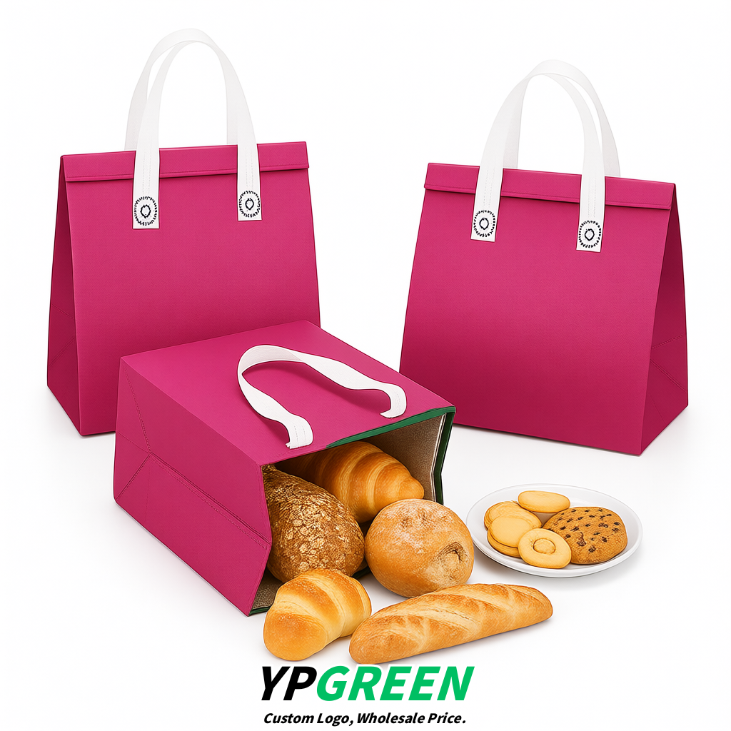 Rose Pink 4-Cup insulated take away bags wholesale 9.5 x 9.5 x 6 inches for Hot & Cold Drink Delivery