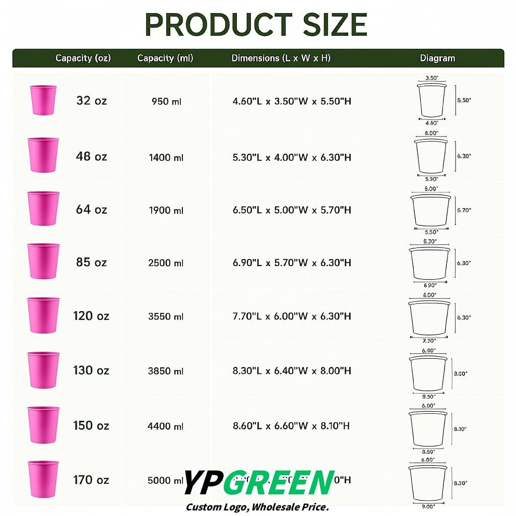 Rose Pink 85 oz Paper Buckets 6.9x5.7x6.3 Inches Cardboard Food Container