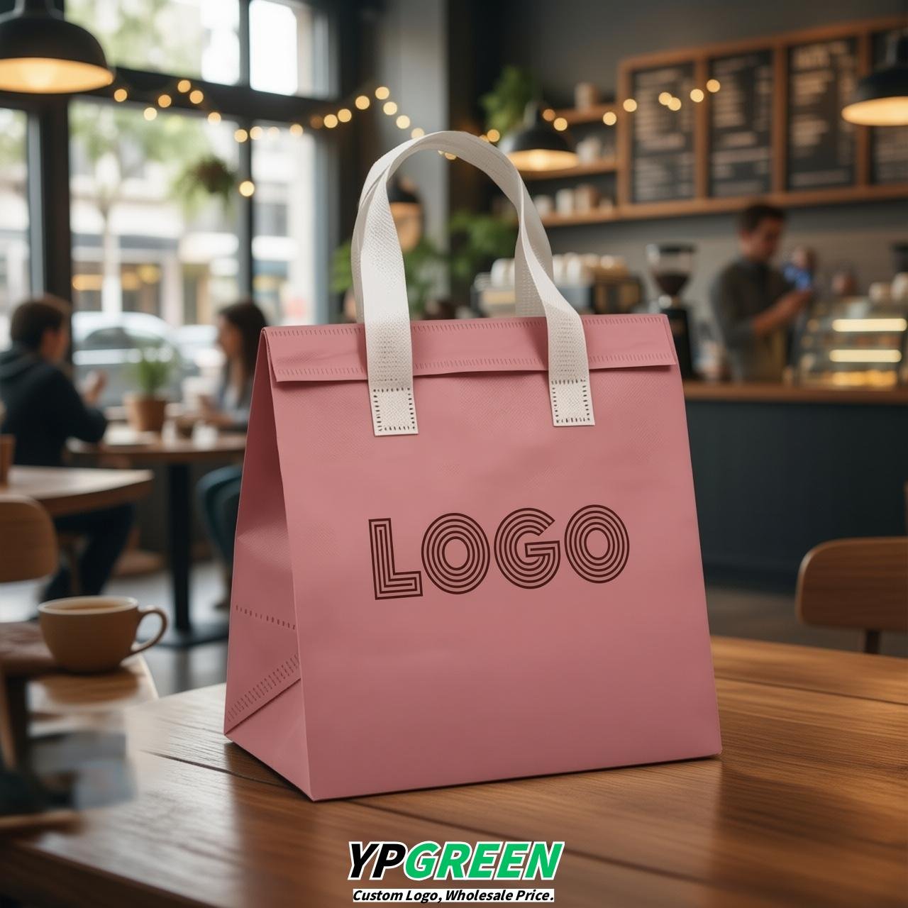 Rose Pink 4-Cup insulated take away bags wholesale 9.5 x 9.5 x 6 inches for Hot & Cold Drink Delivery