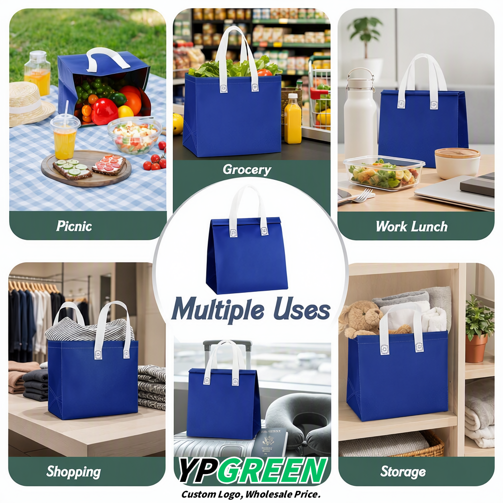 Royal Blue 4-Cup insulated take away bags wholesale 9.5 x 9.5 x 6 inches for Hot & Cold Drink Delivery