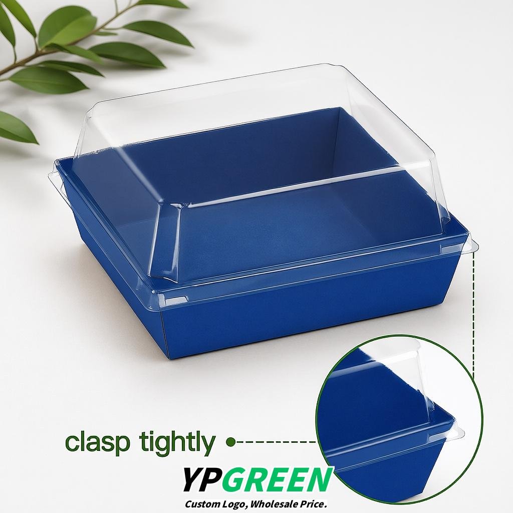Royal Blue Charcuterie Boxes with Clear Lids - 4 inches & 5 inches Disposable Paper Square Food Containers