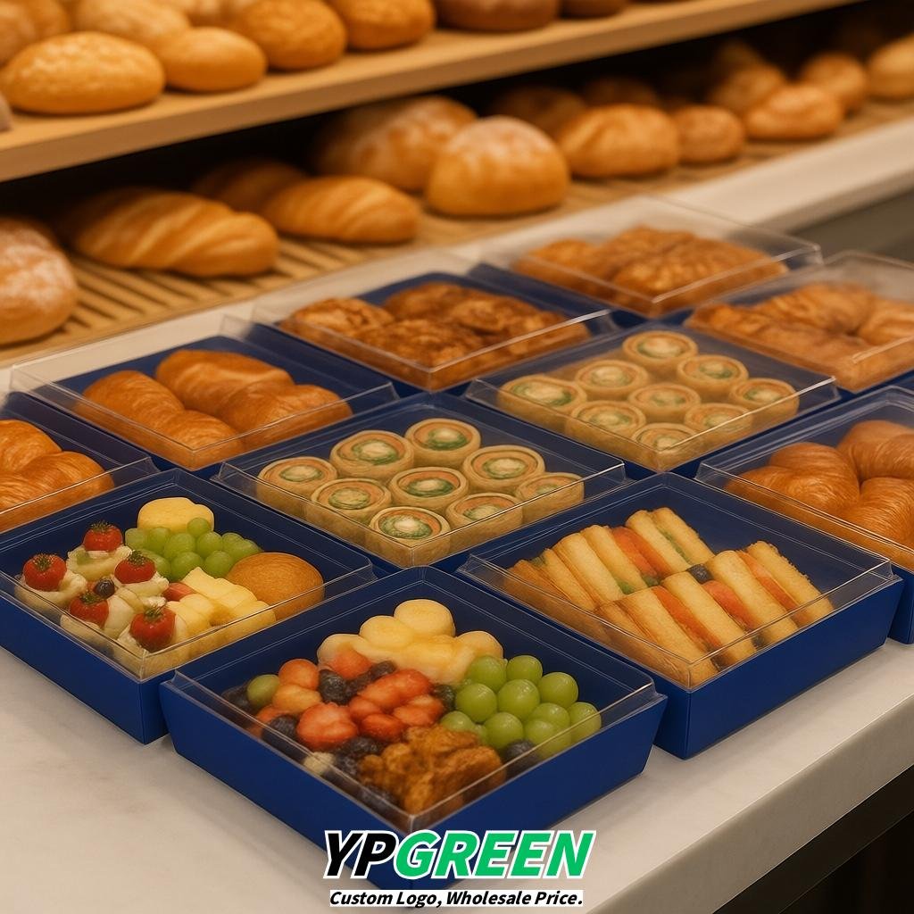 Royal Blue Charcuterie Boxes with Clear Lids - 4 inches & 5 inches Disposable Paper Square Food Containers