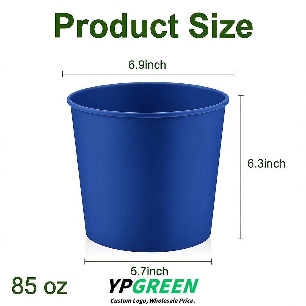 Royal Blue 85 oz Paper Buckets 6.9x5.7x6.3 Inches Cardboard Food Container