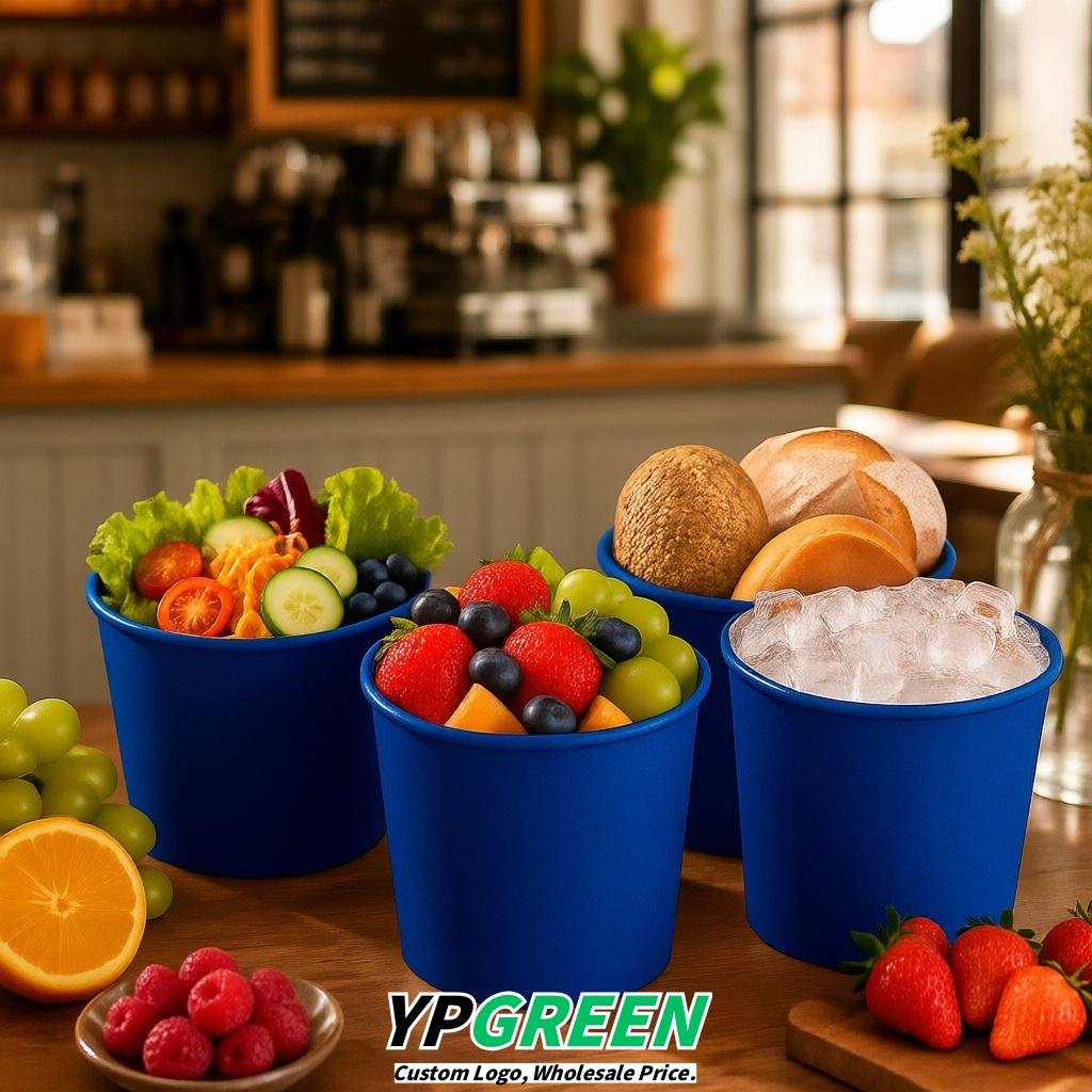 Royal Blue 85 oz Paper Buckets 6.9x5.7x6.3 Inches Cardboard Food Container
