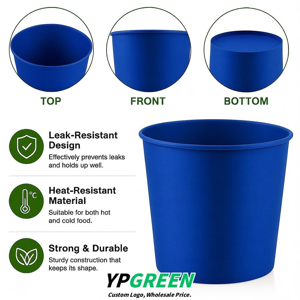 Royal Blue 85 oz Paper Buckets 6.9x5.7x6.3 Inches Cardboard Food Container
