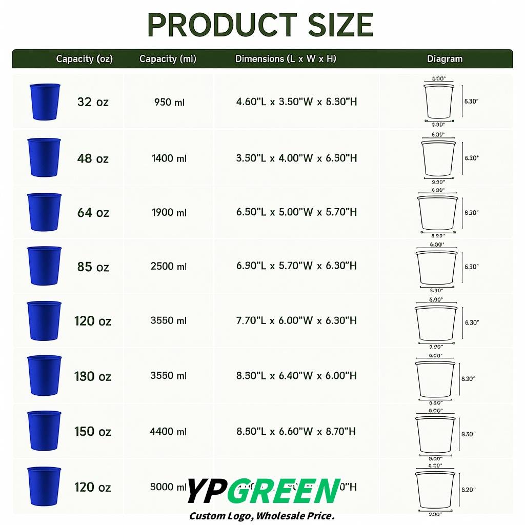 Royal Blue 85 oz Paper Buckets 6.9x5.7x6.3 Inches Cardboard Food Container