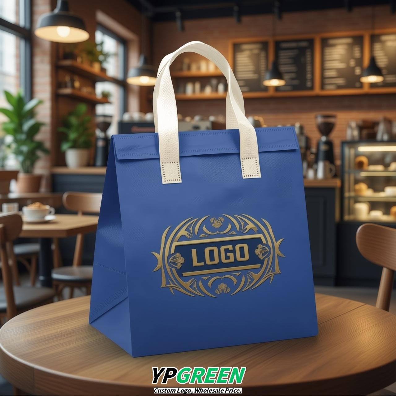 Royal Blue 4-Cup insulated take away bags wholesale 9.5 x 9.5 x 6 inches for Hot & Cold Drink Delivery