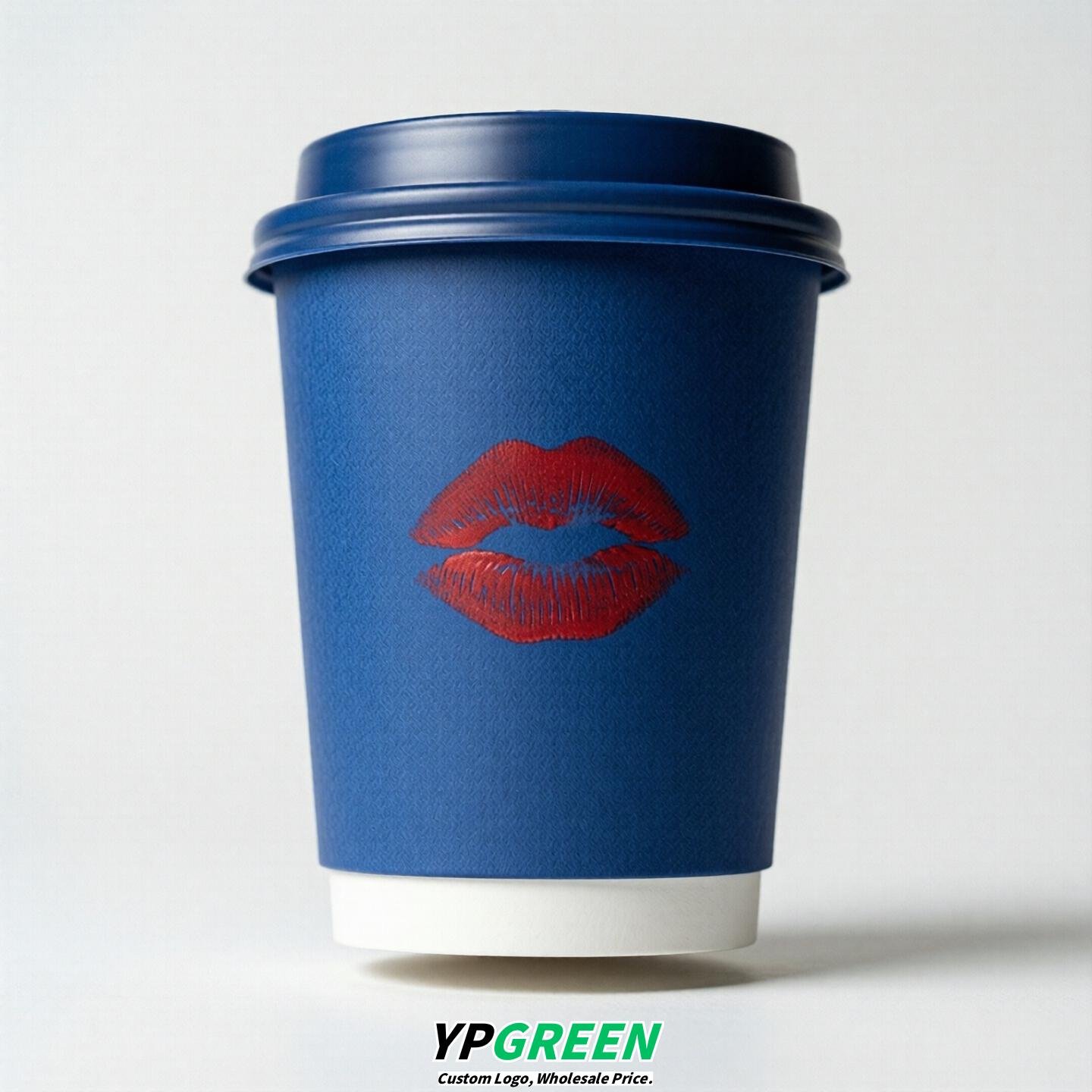 Royal Blue Paper Cups with Lips Print 10oz/12oz/16oz/20oz/22oz
