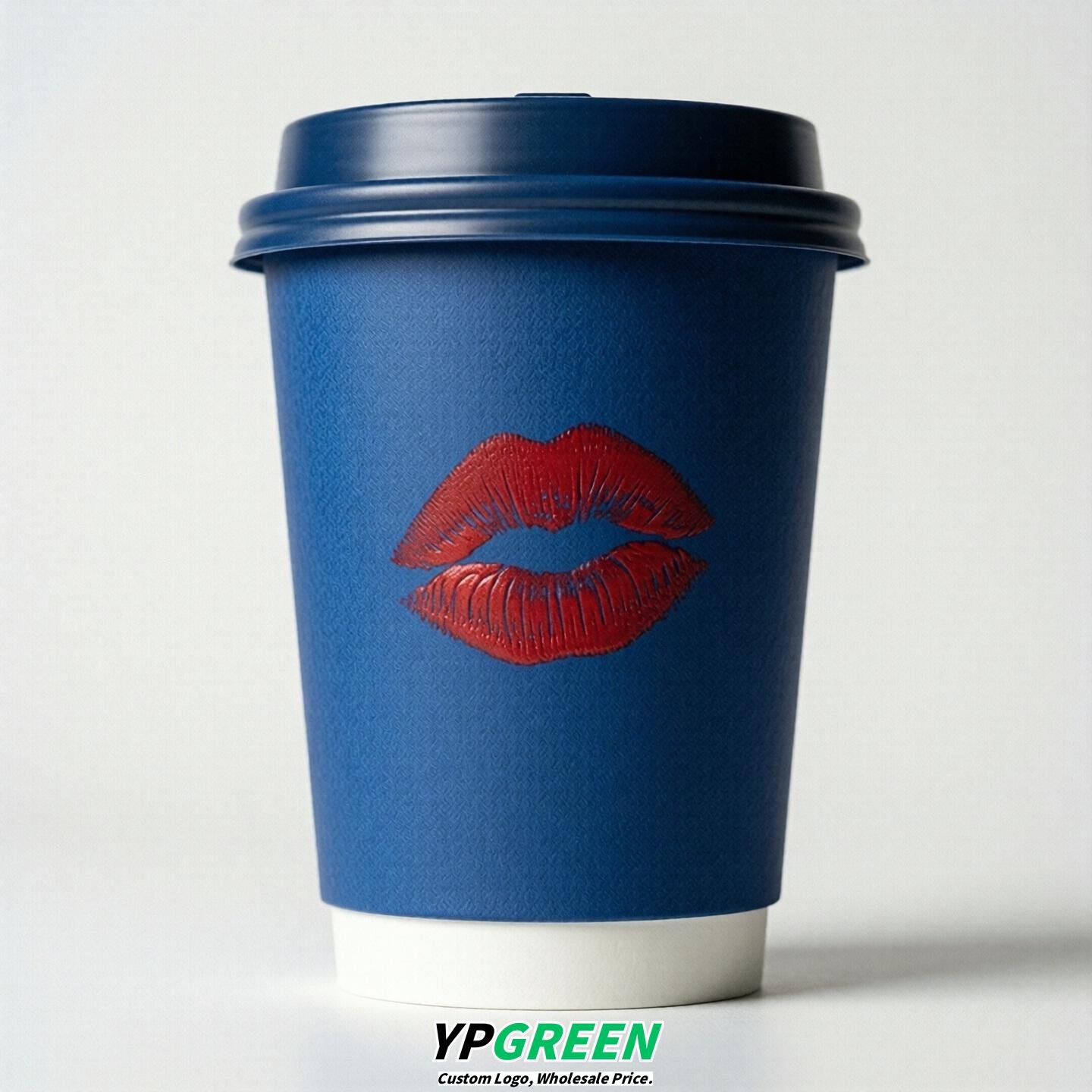 Royal Blue Paper Cups with Lips Print 10oz/12oz/16oz/20oz/22oz