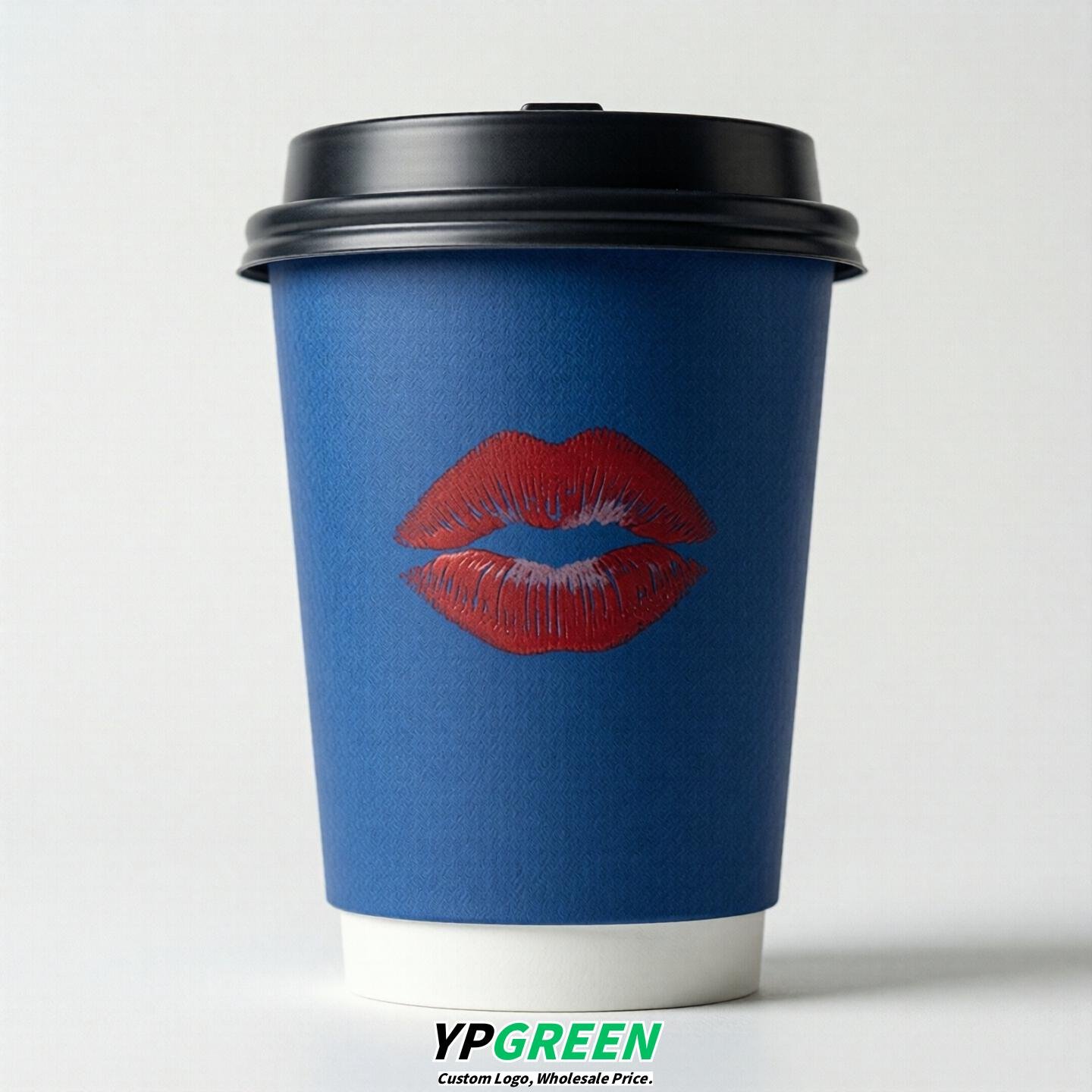 Royal Blue Paper Cups with Lips Print 10oz/12oz/16oz/20oz/22oz