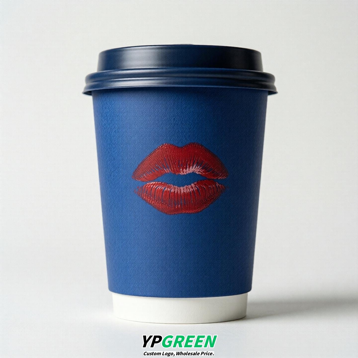 Royal Blue Paper Cups with Lips Print 10oz/12oz/16oz/20oz/22oz