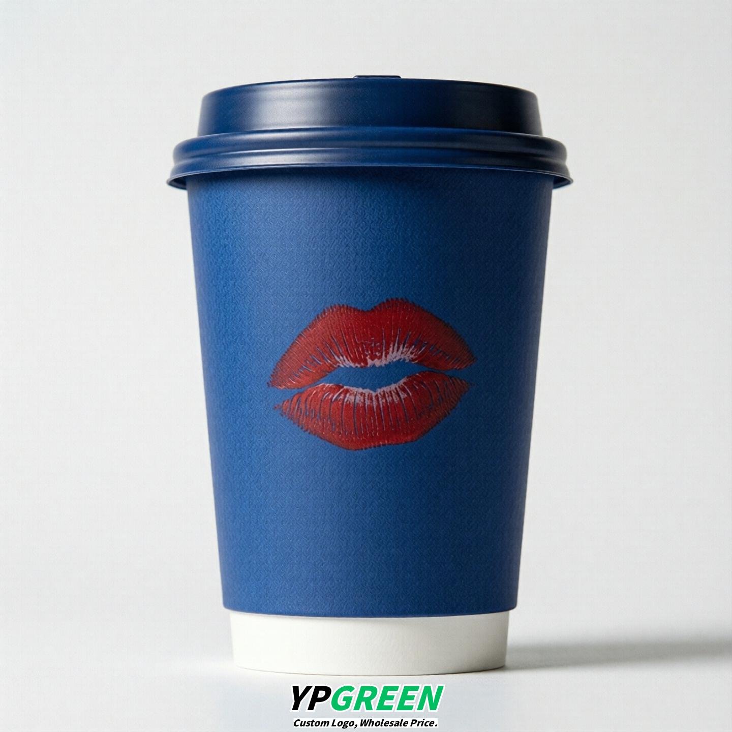 Royal Blue Paper Cups with Lips Print 10oz/12oz/16oz/20oz/22oz