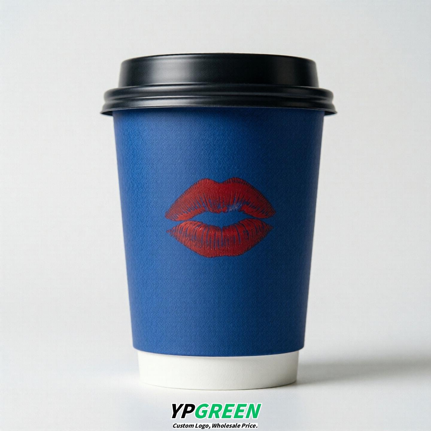 Royal Blue Paper Cups with Lips Print 10oz/12oz/16oz/20oz/22oz