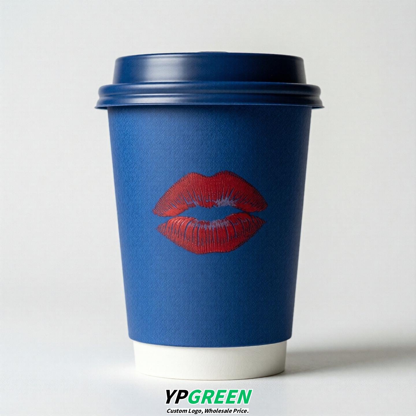 Royal Blue Paper Cups with Lips Print 10oz/12oz/16oz/20oz/22oz