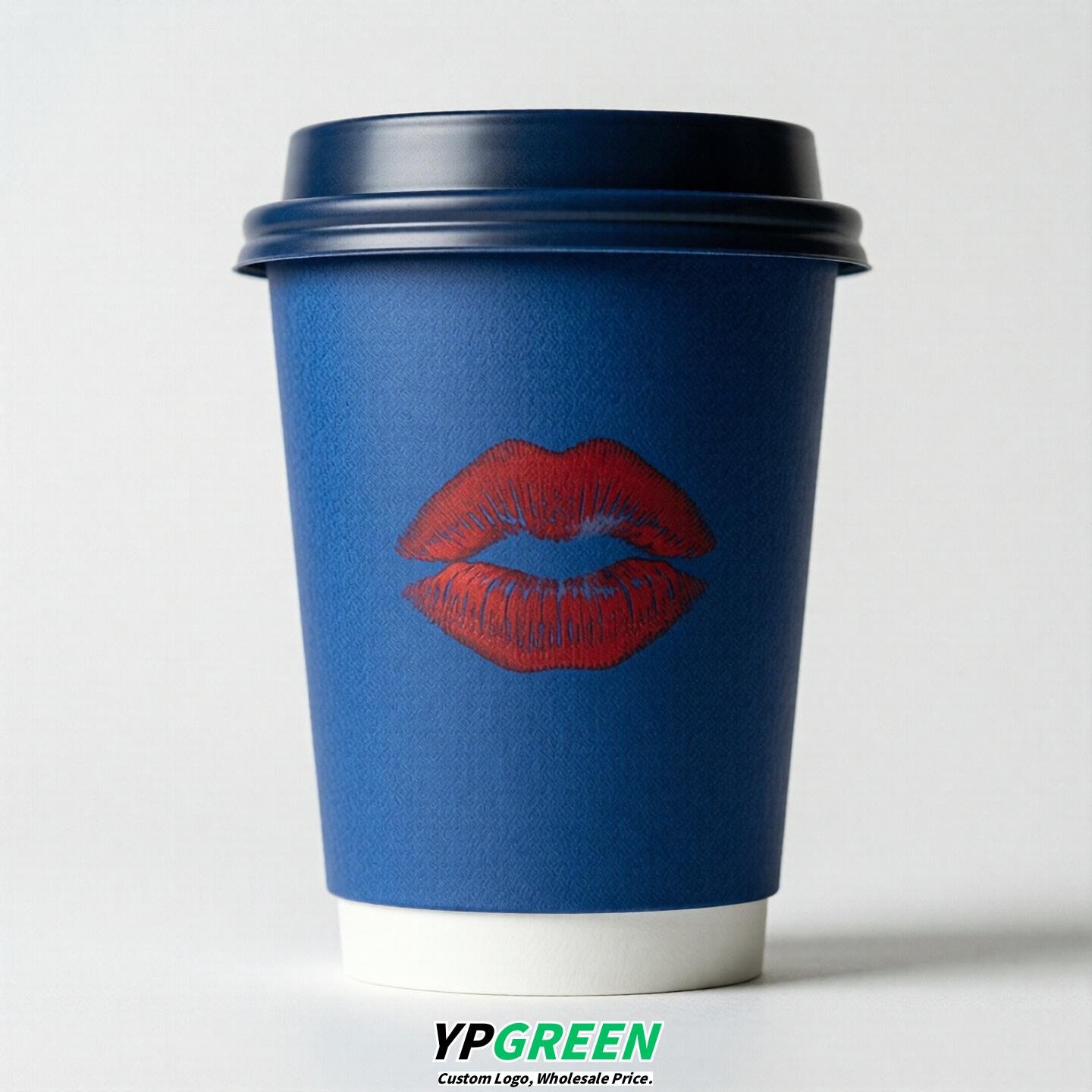 Royal Blue Paper Cups with Lips Print 10oz/12oz/16oz/20oz/22oz