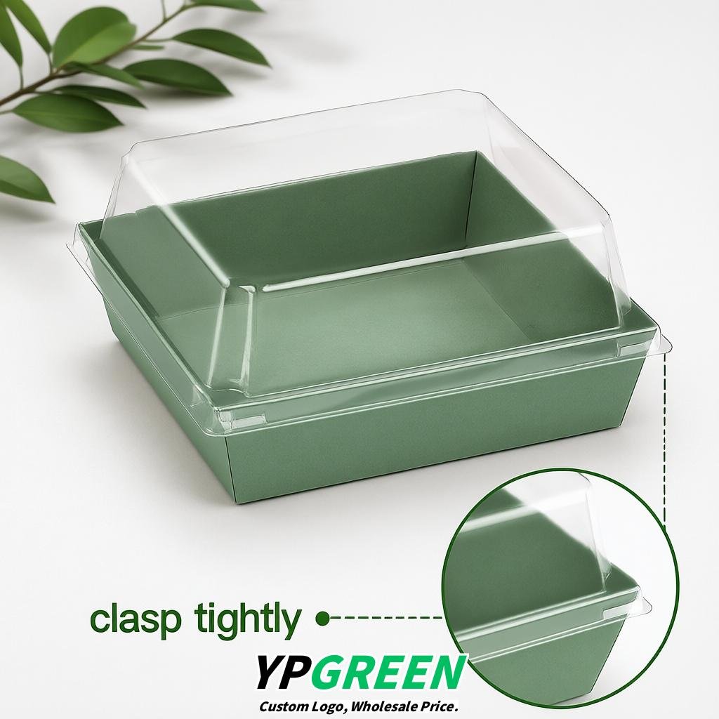Sage Green Charcuterie Boxes with Clear Lids - 4 inches & 5 inches Disposable Paper Square Food Containers