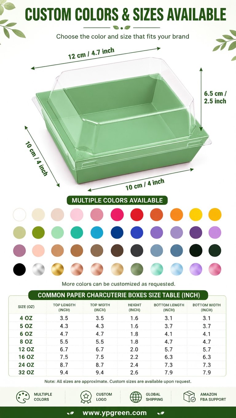 Sage Green Charcuterie Boxes with Clear Lids - 4 inches & 5 inches Disposable Paper Square Food Containers Sage Green Charcuterie Boxes with Clear Lids - 4 inches & 5 inches Disposable Paper Square Food Containers