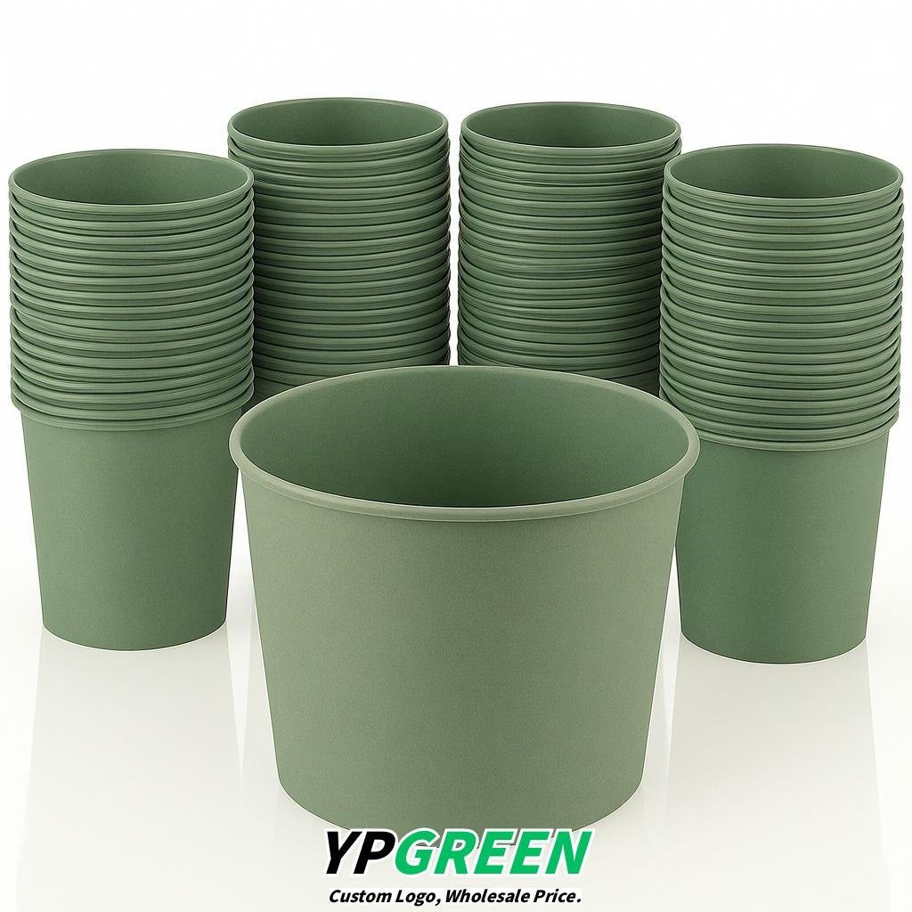 Sage Green 85 oz Paper Buckets 6.9x5.7x6.3 Inches Cardboard Food Container