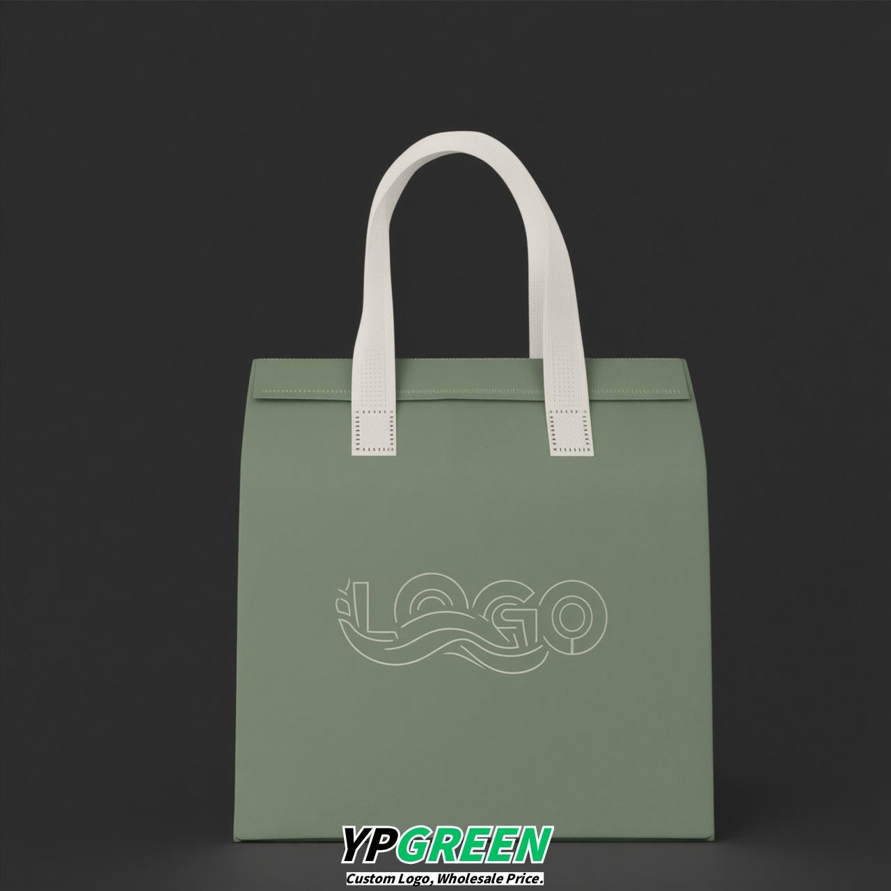 Sage Green 4-Cup insulated take away bags wholesale 9.5 x 9.5 x 6 inches for Hot & Cold Drink Delivery