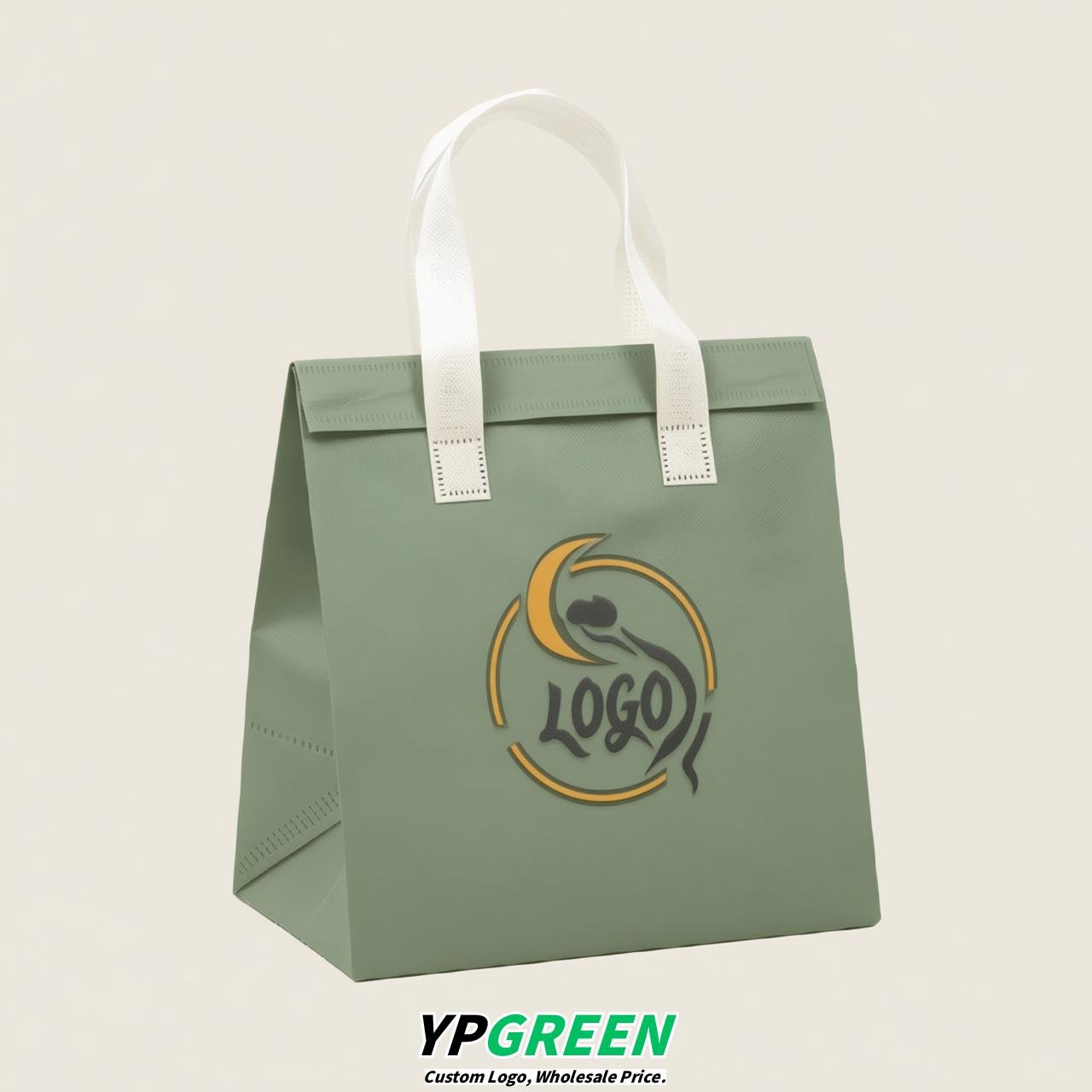Sage Green 4-Cup insulated take away bags wholesale 9.5 x 9.5 x 6 inches for Hot & Cold Drink Delivery