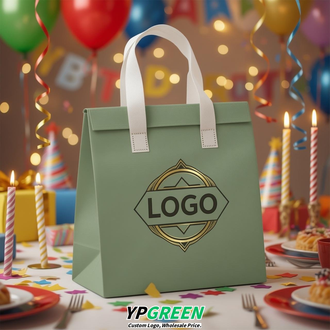 Sage Green 4-Cup insulated take away bags wholesale 9.5 x 9.5 x 6 inches for Hot & Cold Drink Delivery