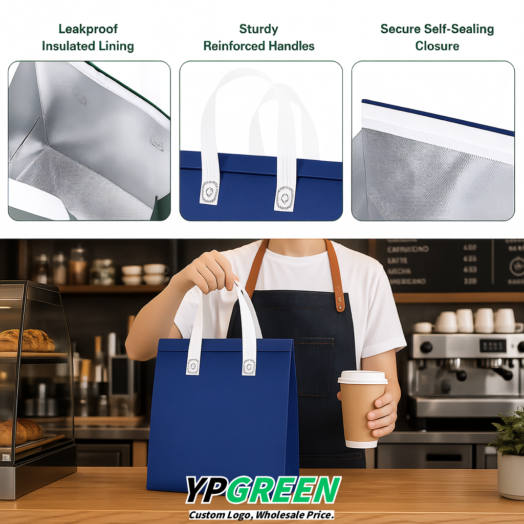 Sapphire 4-Cup insulated take away bags wholesale 9.5 x 9.5 x 6 inches for Hot & Cold Drink Delivery