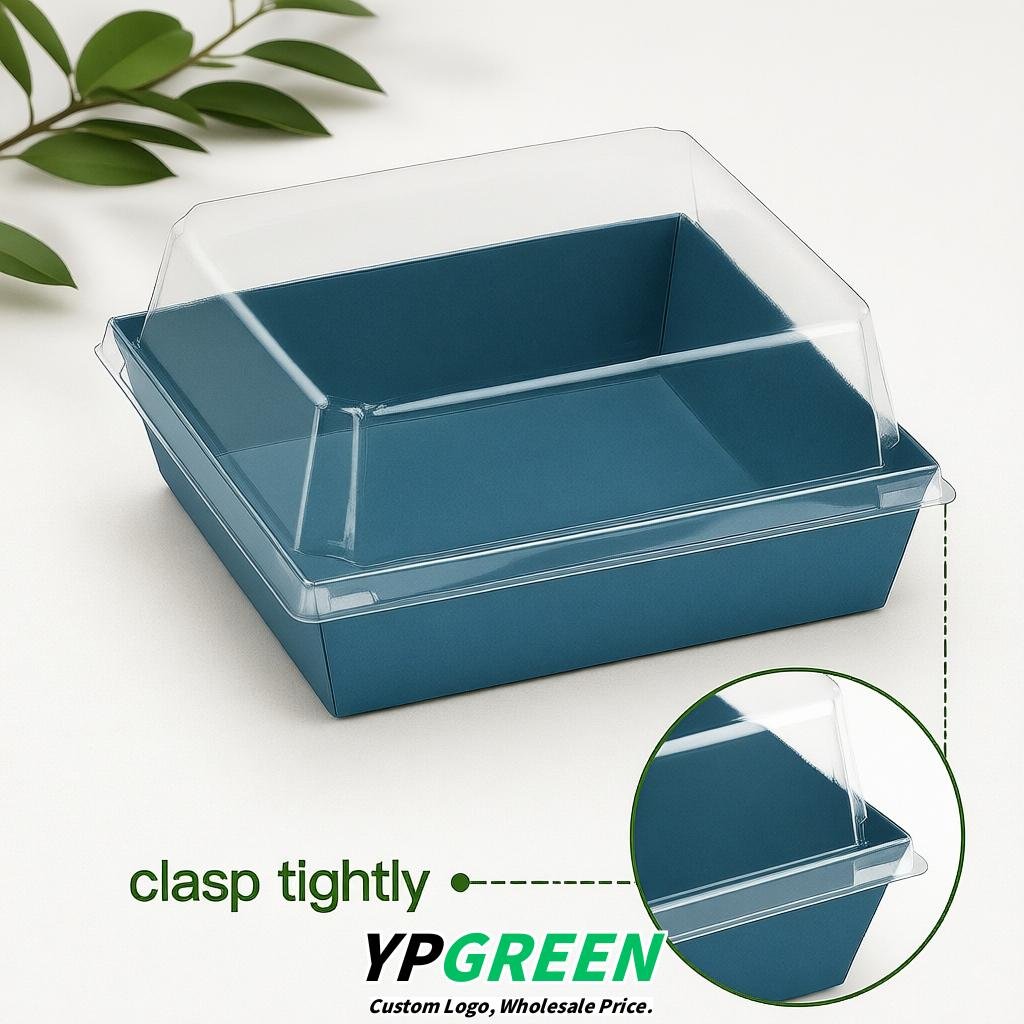 Sapphire Charcuterie Boxes with Clear Lids - 4 inches & 5 inches Disposable Paper Square Food Containers
