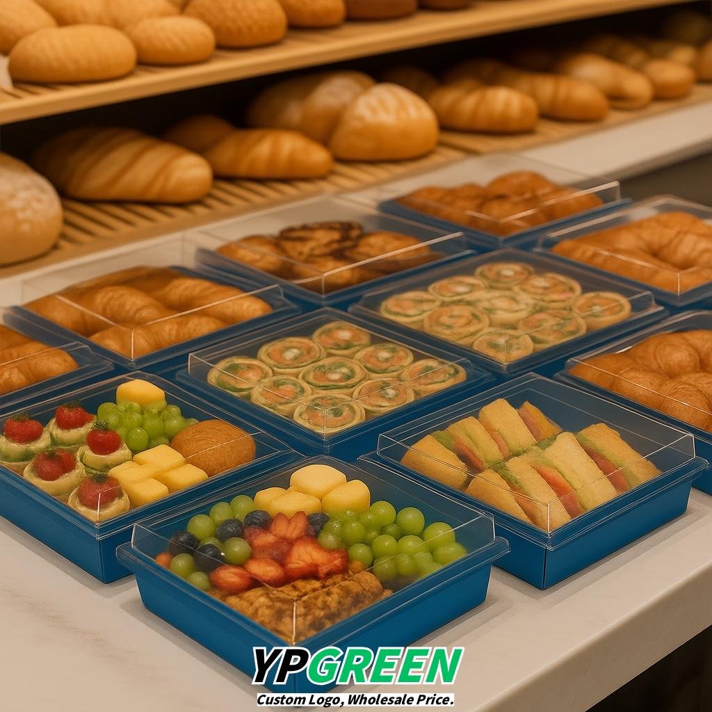 Sapphire Charcuterie Boxes with Clear Lids - 4 inches & 5 inches Disposable Paper Square Food Containers