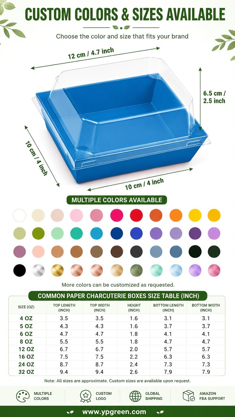 Sapphire Charcuterie Boxes with Clear Lids - 4 inches & 5 inches Disposable Paper Square Food Containers Sapphire Charcuterie Boxes with Clear Lids - 4 inches & 5 inches Disposable Paper Square Food Containers