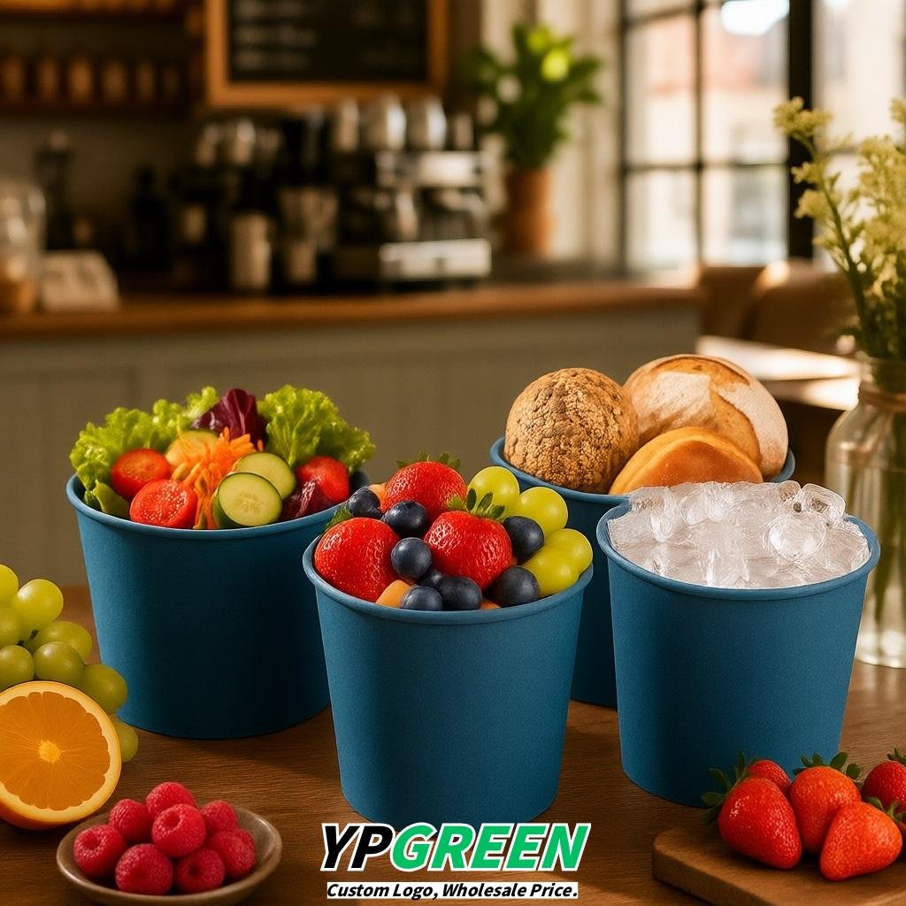 Sapphire 85 oz Paper Buckets 6.9x5.7x6.3 Inches Cardboard Food Container