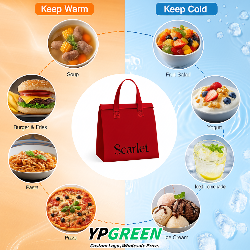 Scarlet 4-Cup insulated take away bags wholesale 9.5 x 9.5 x 6 inches for Hot & Cold Drink Delivery