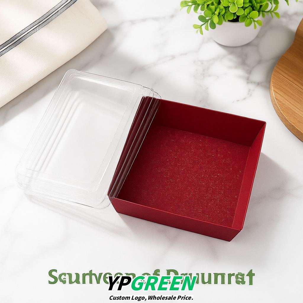 Scarlet Charcuterie Boxes with Clear Lids - 4 inches & 5 inches Disposable Paper Square Food Containers