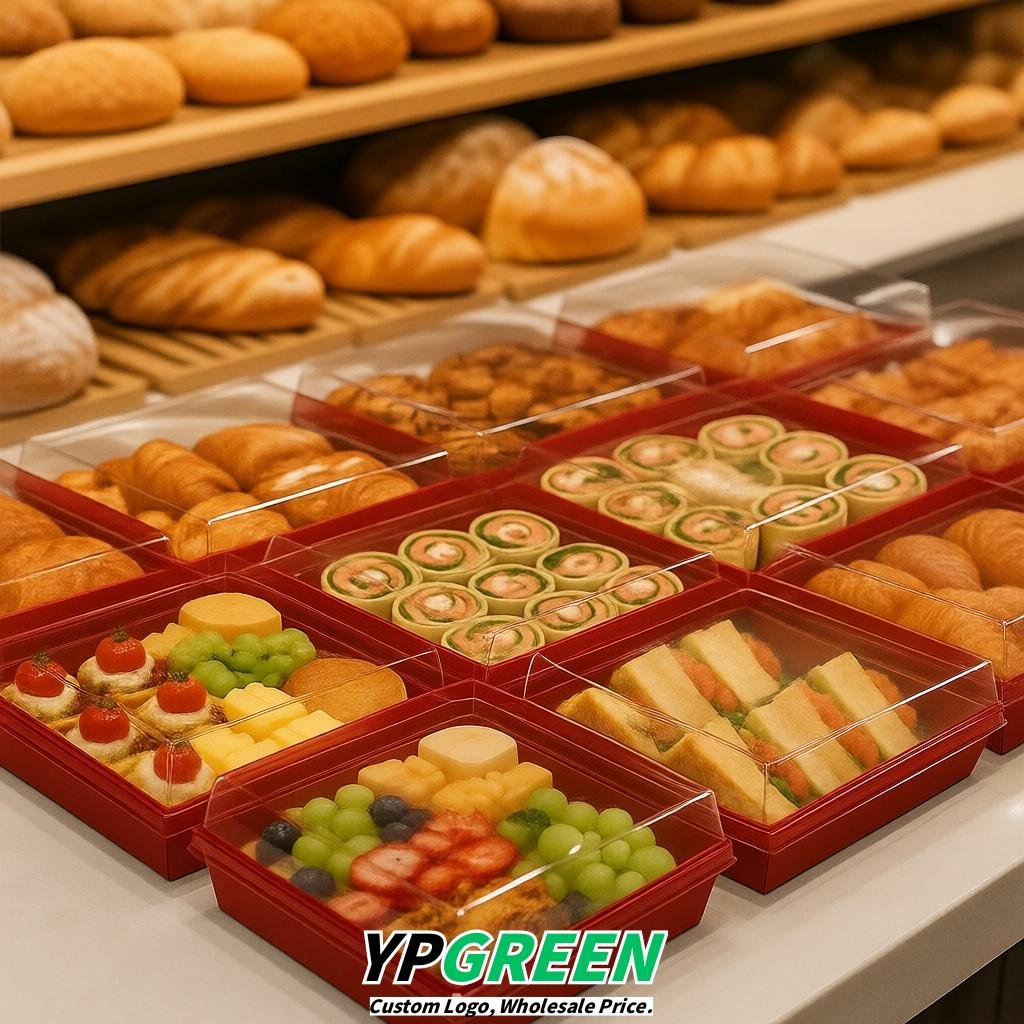 Scarlet Charcuterie Boxes with Clear Lids - 4 inches & 5 inches Disposable Paper Square Food Containers