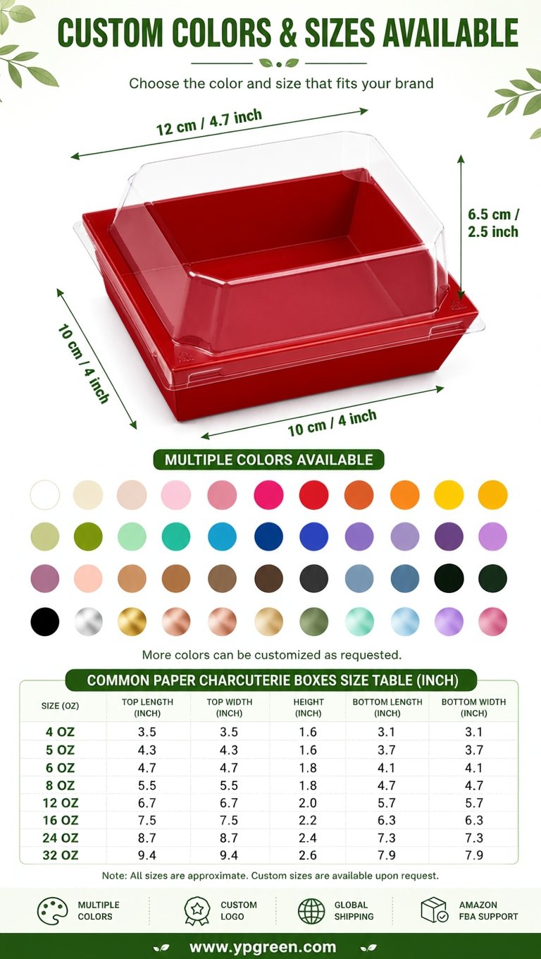 Scarlet Charcuterie Boxes with Clear Lids - 4 inches & 5 inches Disposable Paper Square Food Containers Scarlet Charcuterie Boxes with Clear Lids - 4 inches & 5 inches Disposable Paper Square Food Containers
