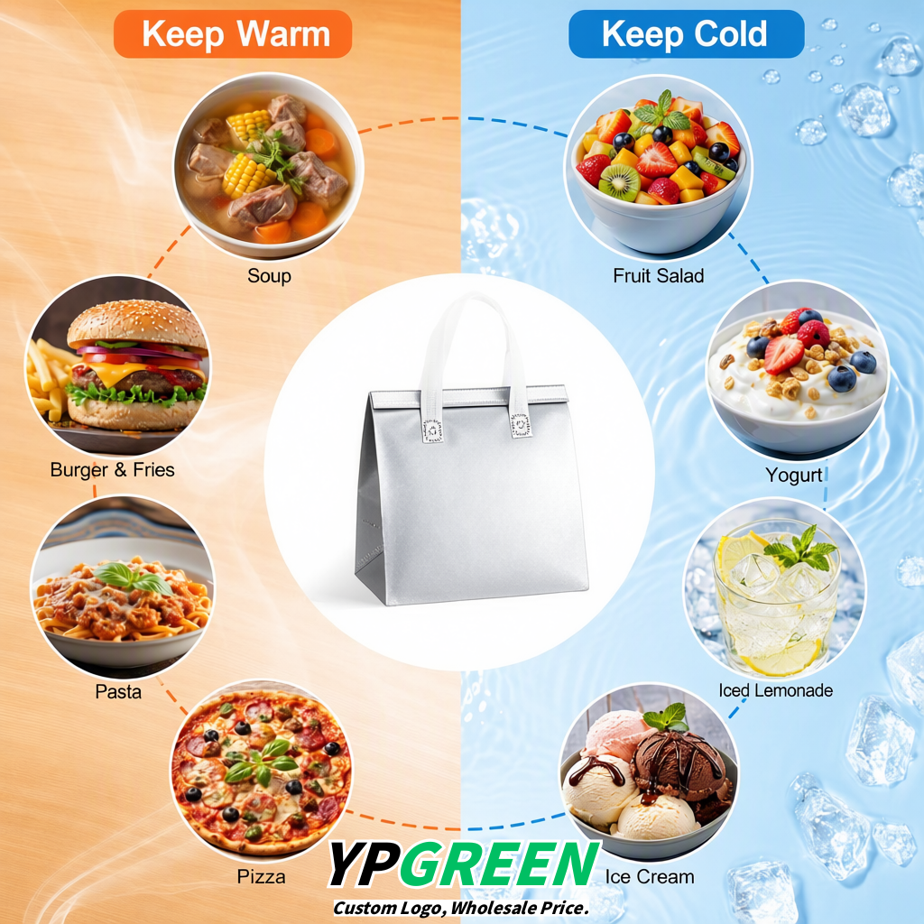 Silver 4-Cup insulated take away bags wholesale 9.5 x 9.5 x 6 inches for Hot & Cold Drink Delivery