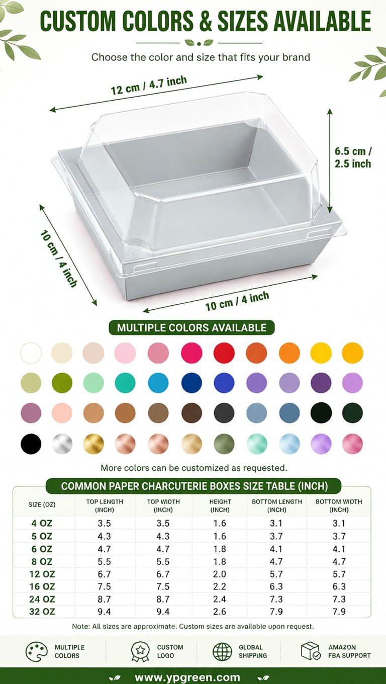 Silver Charcuterie Boxes with Clear Lids - 4 inches & 5 inches Disposable Paper Square Food Containers Silver Charcuterie Boxes with Clear Lids - 4 inches & 5 inches Disposable Paper Square Food Containers
