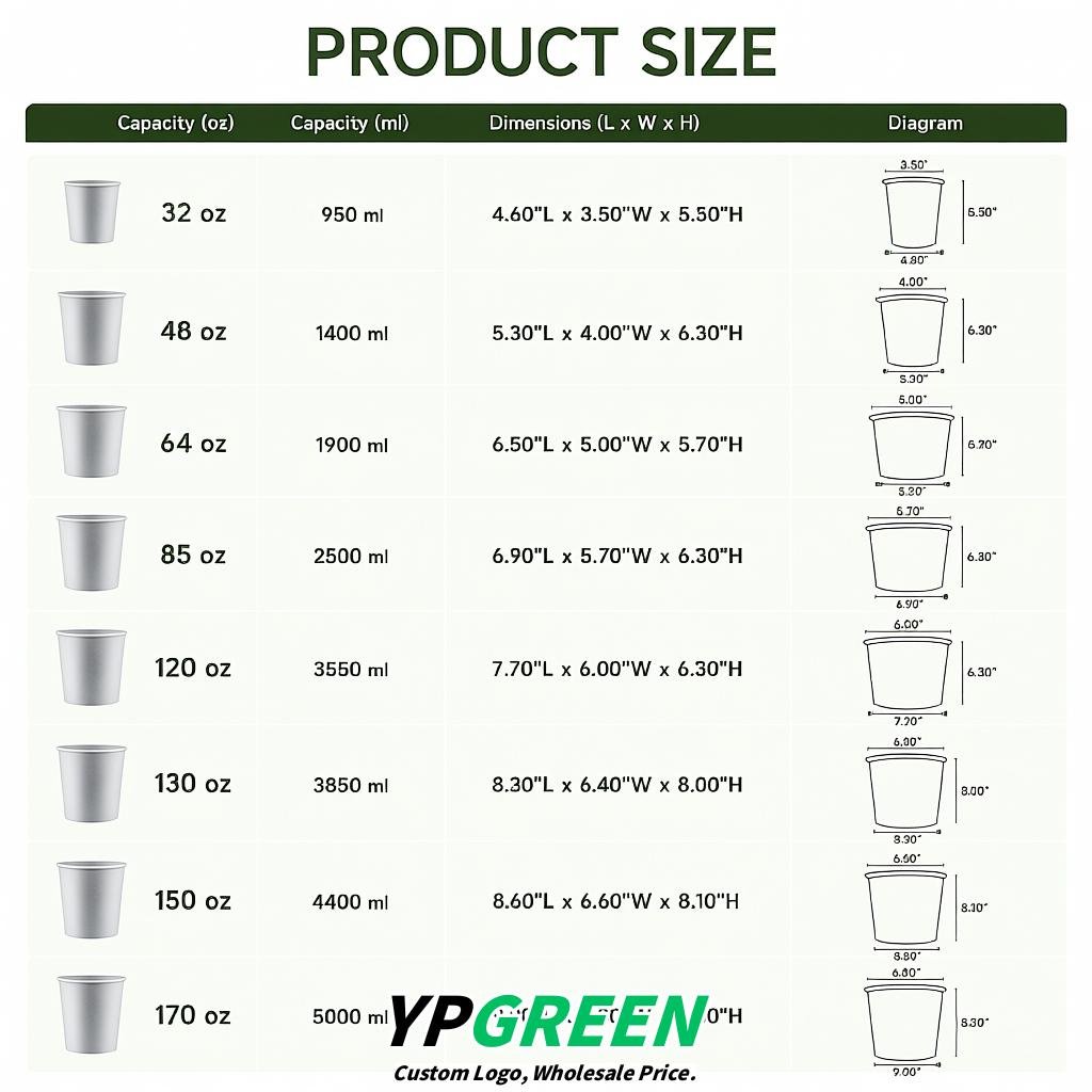 Silver 85 oz Paper Buckets 6.9x5.7x6.3 Inches Cardboard Food Container