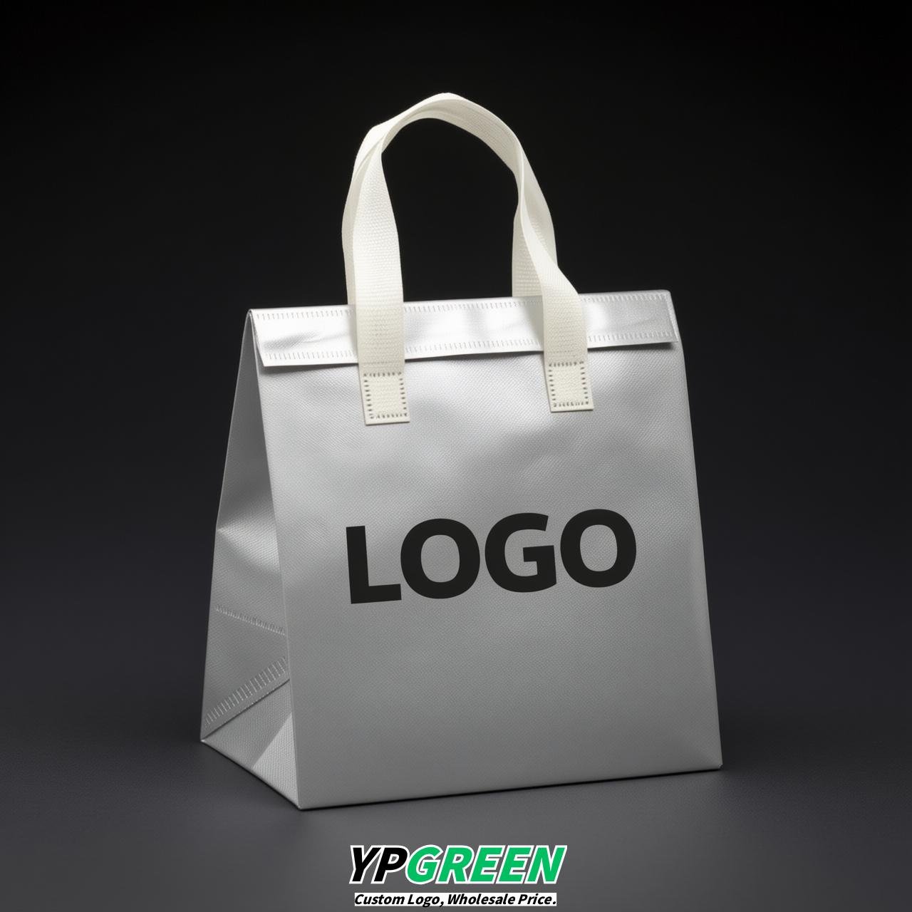 Silver 4-Cup insulated take away bags wholesale 9.5 x 9.5 x 6 inches for Hot & Cold Drink Delivery