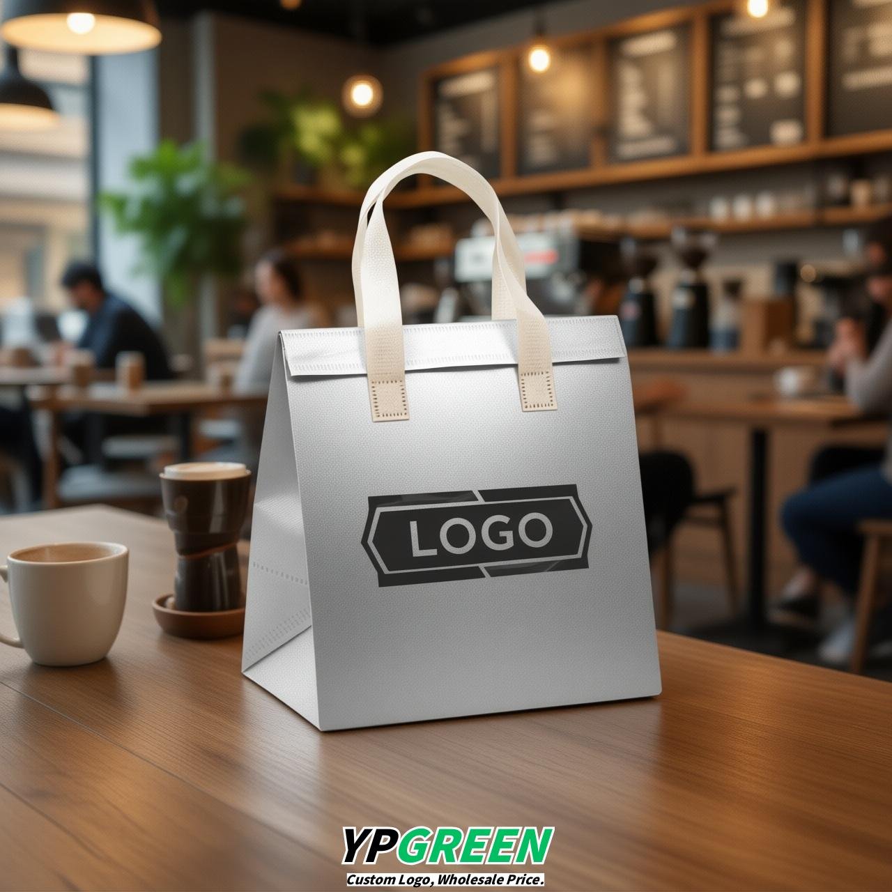 Silver 4-Cup insulated take away bags wholesale 9.5 x 9.5 x 6 inches for Hot & Cold Drink Delivery