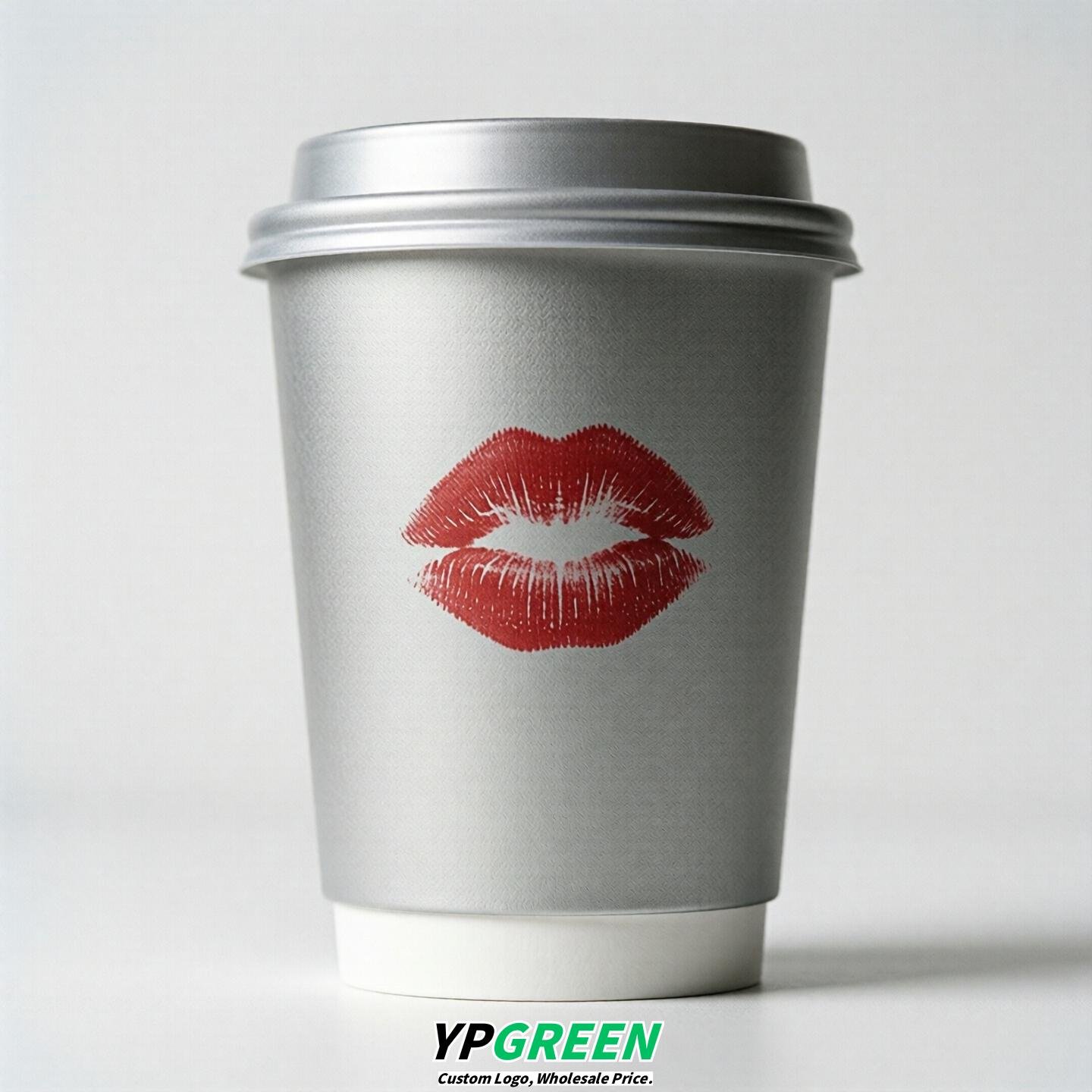 Silver Paper Cups with Lips Print 10oz/12oz/16oz/20oz/22oz