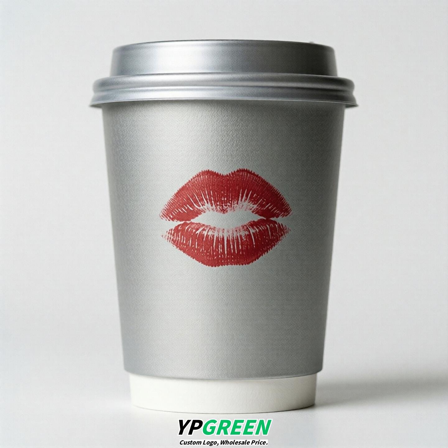 Silver Paper Cups with Lips Print 10oz/12oz/16oz/20oz/22oz