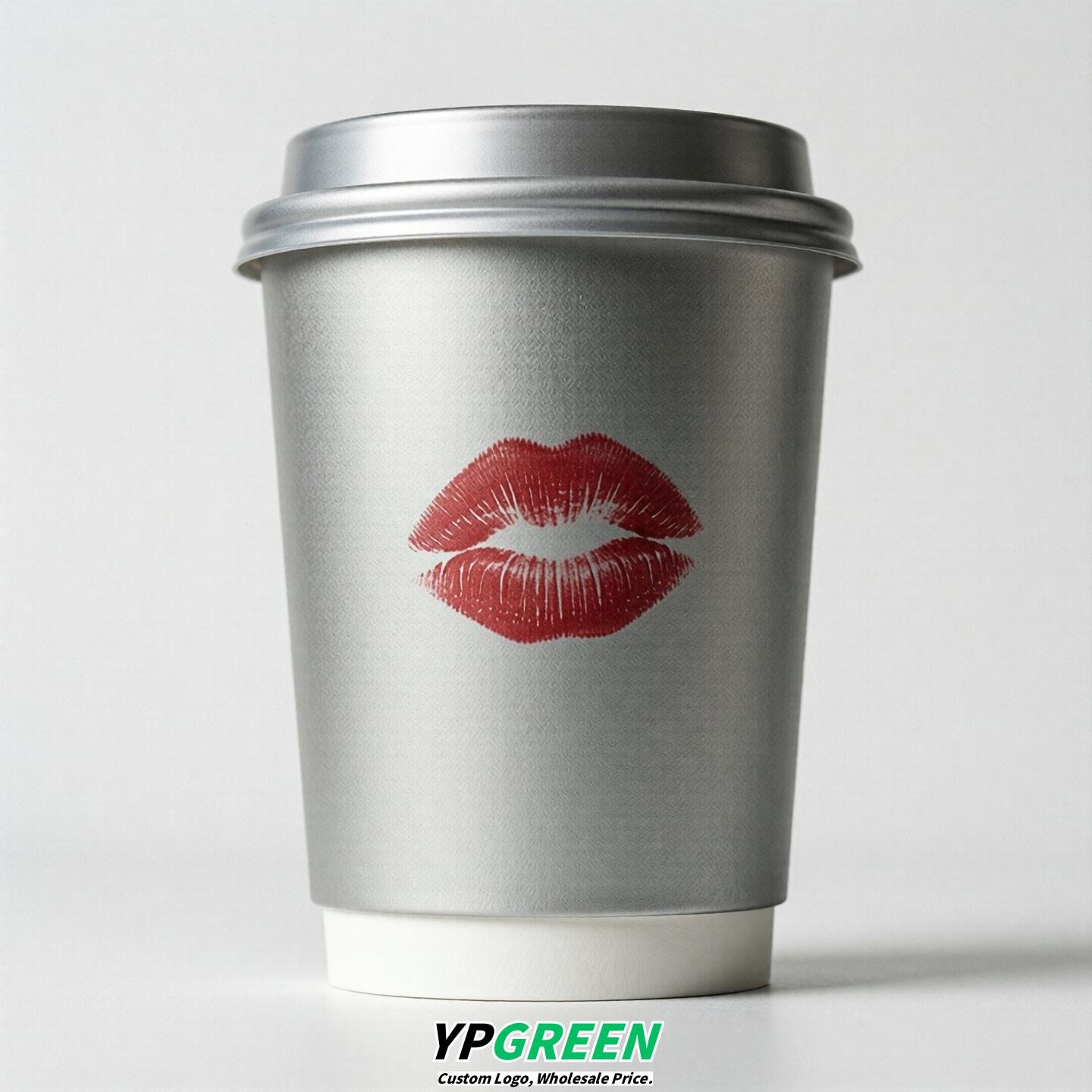 Silver Paper Cups with Lips Print 10oz/12oz/16oz/20oz/22oz