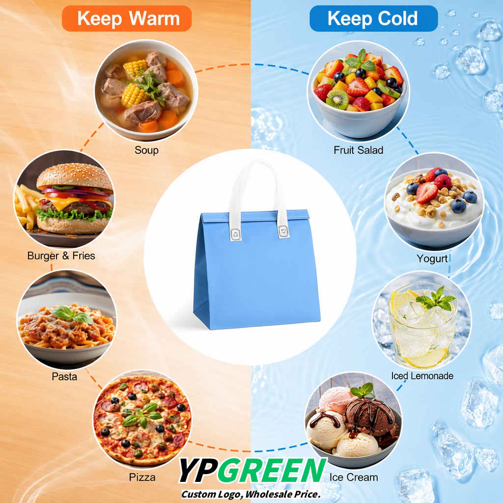 Sky Blue 4-Cup insulated take away bags wholesale 9.5 x 9.5 x 6 inches for Hot & Cold Drink Delivery