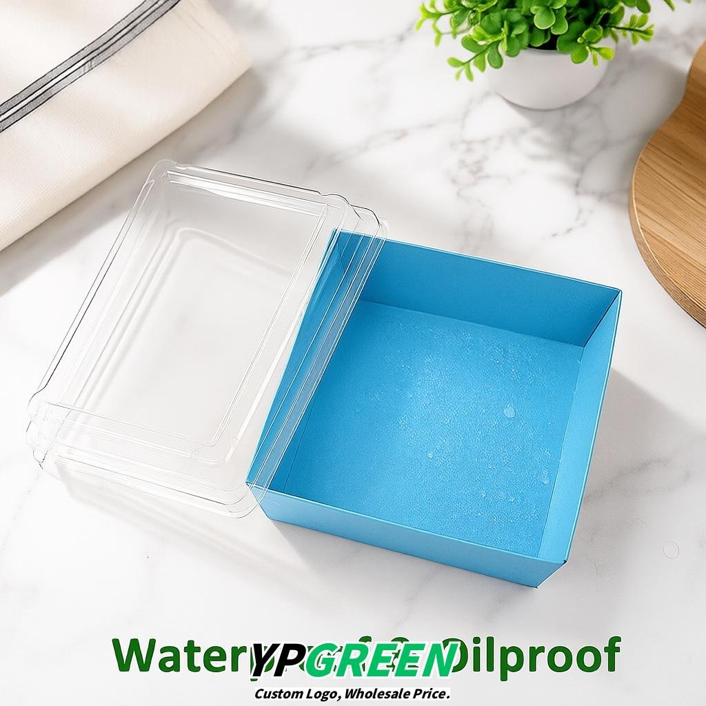 Sky Blue Charcuterie Boxes with Clear Lids - 4 inches & 5 inches Disposable Paper Square Food Containers