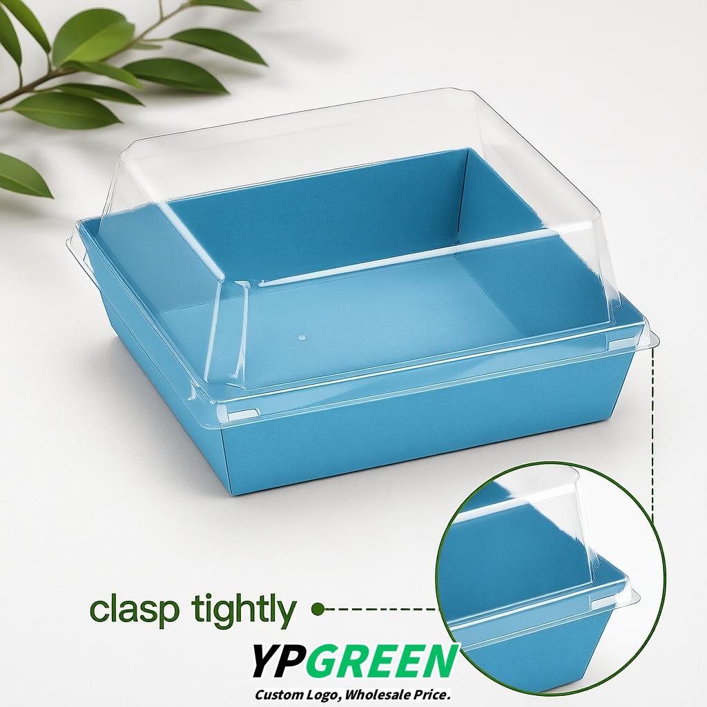 Sky Blue Charcuterie Boxes with Clear Lids - 4 inches & 5 inches Disposable Paper Square Food Containers
