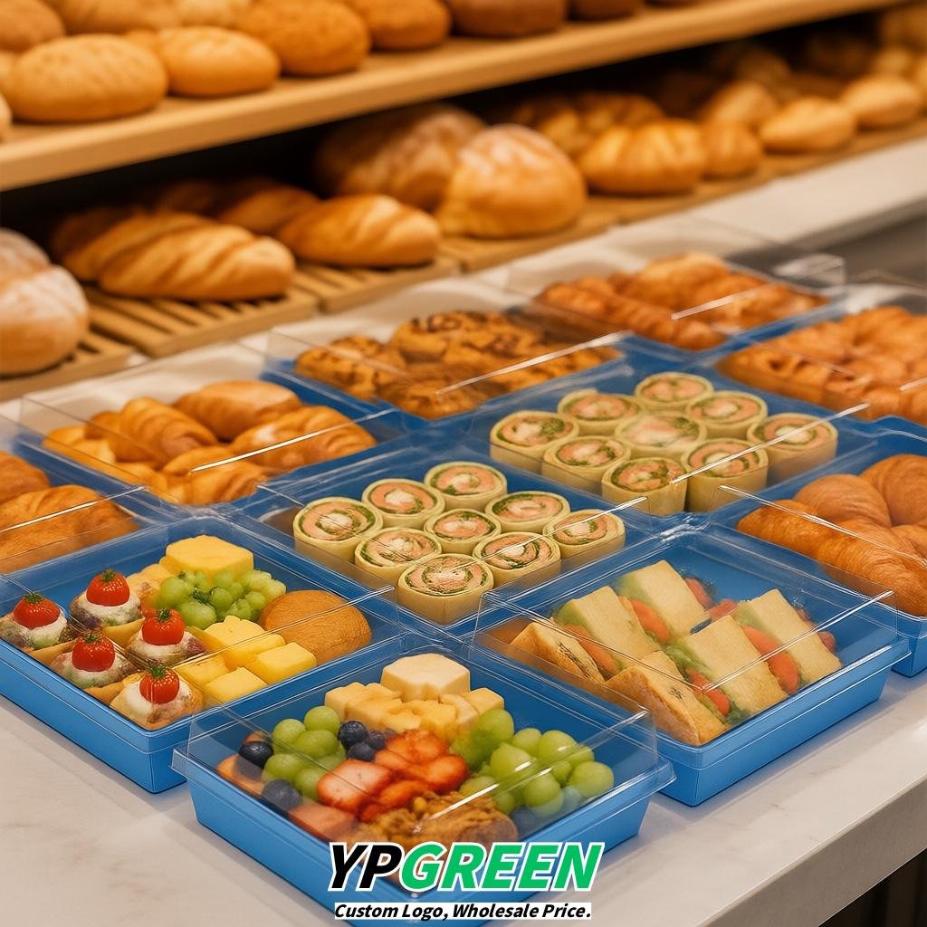 Sky Blue Charcuterie Boxes with Clear Lids - 4 inches & 5 inches Disposable Paper Square Food Containers