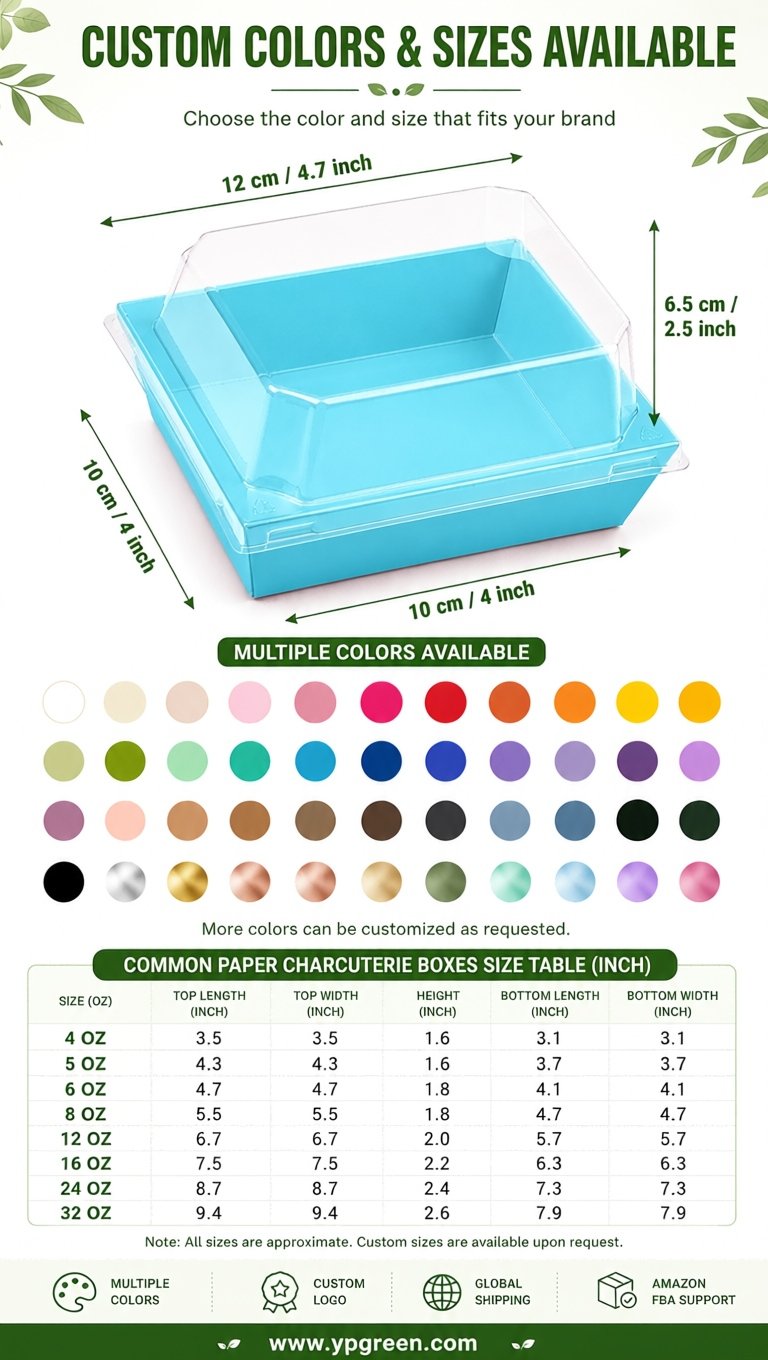 Sky Blue Charcuterie Boxes with Clear Lids - 4 inches & 5 inches Disposable Paper Square Food Containers Sky Blue Charcuterie Boxes with Clear Lids - 4 inches & 5 inches Disposable Paper Square Food Containers