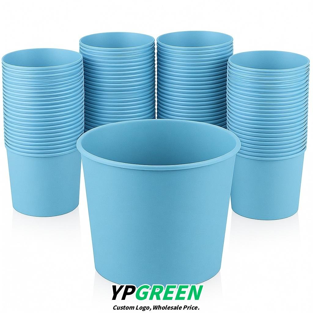 Sky Blue 85 oz Paper Buckets 6.9x5.7x6.3 Inches Cardboard Food Container