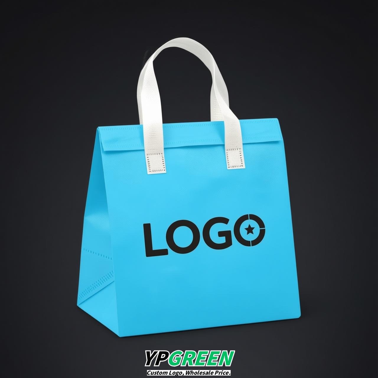 Sky Blue 4-Cup insulated take away bags wholesale 9.5 x 9.5 x 6 inches for Hot & Cold Drink Delivery